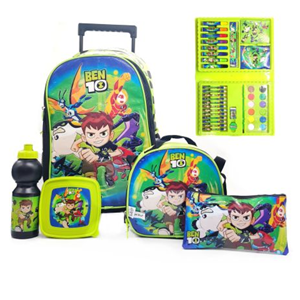 ست 45 در 1 کوله پشتی چرخدار 46 سانتی بن تن مدل Rainbow Max - Backpack - Trolley - Promotion Items 45 in 1 - Ben 10 _کوله پشتی